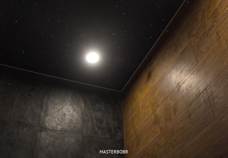 Натяжной потолок в ванной - Звёздное небо